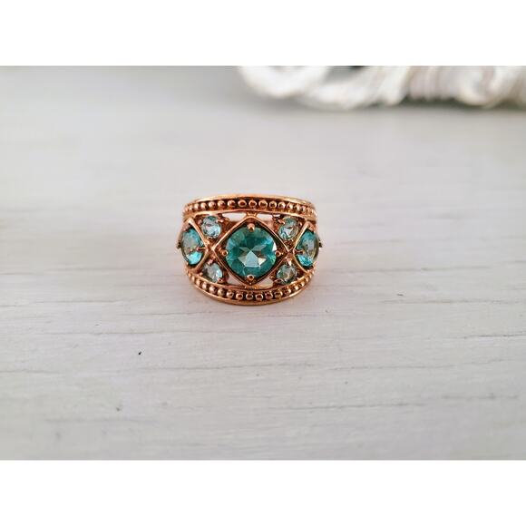 Vintage 1980s Ross Simons Sterling Silver Topaz Ring - Picture 1 of 7